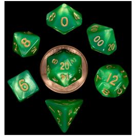 Dice:7-Set Mini: Green-light green/Gold