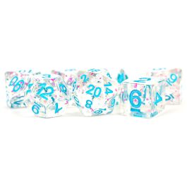 Dice:7-Set Confetti Clear: Pink-Blue/Blue