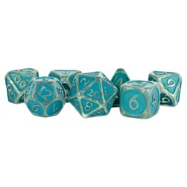 Dice:7-Set: Acrylic: 16mm Ice w/ Blue Enamel