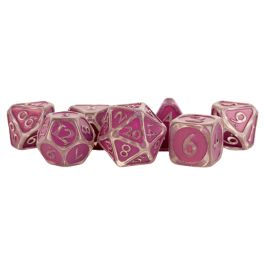Dice: 7-Set: Acrylic: 16mm: Ice w/ Purple Enamel