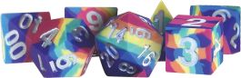 Dice:7-set Sharp Edge Silicone Rubber Rainbow
