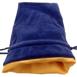Dice Bag: 4x6: Velvet/Satin: Blue/Gold