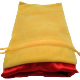 Dice Bag: 4x6: Velvet/Satin: Gold/Red
