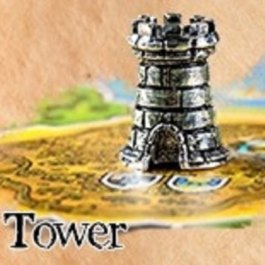 Board Game Upgrade: Player Token - Tarnished Silver Color Tower in Metal Alloy
