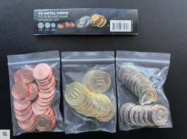Board Game Upgrade: Metal Coin Board Game Upgrade Set (50 SciFi Coins)
