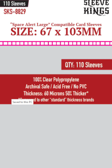 Sleeve Kings: "Space Alert Large Compatible" Sleeve 67mm x 103mm (110)
