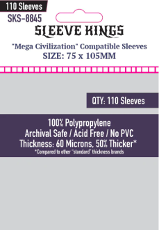 Sleeve Kings: "Mega Civilization" Compatible Sleeves 75mm x 105mm (110)