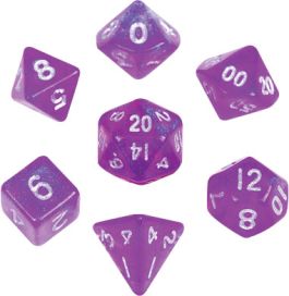 10mm Mini Stardust Acrylic Poly Dice Set: Purple (7)