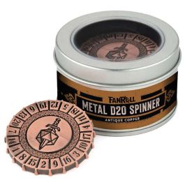Metal D20 Spinner: Antique Copper