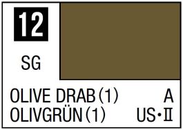 Mr Hobby Mr. Color 12 - Olive Drab (1) (Semi-Gloss/Aircraft) - 10ml (6 Pack)