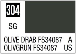 Mr Hobby Mr. Color 304 - Olive Drab FS34087 (Semi-Gloss/Aircraft) - 10ml (6 Pack)