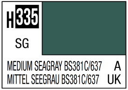 Mr Hobby Mr. Color 335 Medium Seagray BS381C 637 (Semi-Gloss) - 10ml (6 Pack)