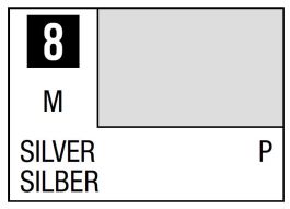 Mr Hobby Mr. Color 8 - Silver (Metallic/Primary) - 10ml (6 Pack)