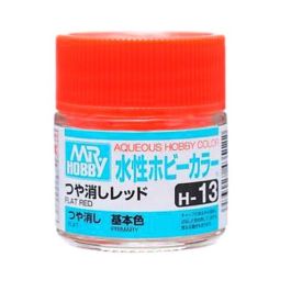 Mr Hobby Aqueous Color H13 Flat Red 10ml Bottle (6 Pack)