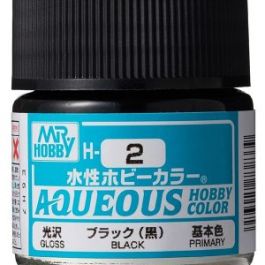 Mr Hobby Aqueous Color H2 Gloss Black 10ml Bottle (6 Pack)