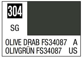Mr Hobby Aqueous Color H304 Semi Gloss Olive Drab FS34087 for Weapons 10ml Bottle (6 Pack)