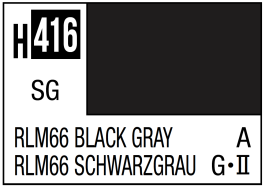 Mr Hobby Aqueous Color H416 Semi Gloss RLM66 Black Gray German Luftwaffe Aircraft 10ml Bottle (6 Pack)