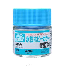 Mr Hobby Aqueous Color H45 Gloss Light Blue 10ml Bottle (6 Pack)