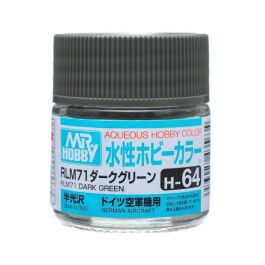Mr Hobby Aqueous Color H64 Semi-Gloss RLM71 Dark Green 10ml Bottle (6 Pack)