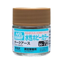 Mr Hobby Aqueous Color H72 Semi-Gloss Dark Earth 10ml Bottle (6 Pack)
