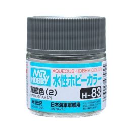 Mr Hobby Aqueous Color H83 Semi-Gloss Dark Gray (2) 10ml Bottle (6 Pack)