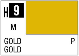 Mr Hobby GSI Aqueous Color H9 Metallic Gold 10ml Bottle (6 Pack)