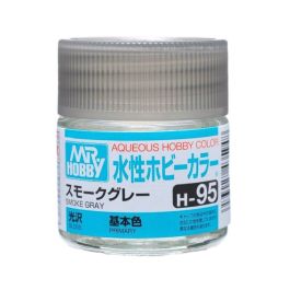 Mr Hobby Aqueous Color H95 Gloss Smoke Gray 10ml Bottle (6 Pack)