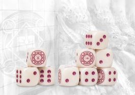 Conquest: Sorcerer Kings Logo On Royal Magenta Marbled Dice 24ct