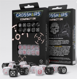 Crosshairs Compact D6 Dice Set: Black & Pearl