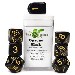 Dice:7-Set Opaque Black/Yellow