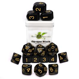 Dice:15-Set Opaque Black/Yellow