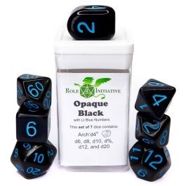 Dice:7-Set Opaque Black/Blue
