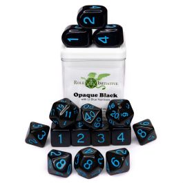 Dice:15-Set Opaque Black/Blue