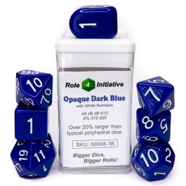 Dice:7-Set Opaque Dark Blue/White