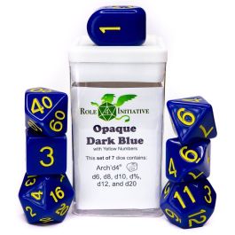 Dice:7-Set Opaque Dark Blue/Yellow