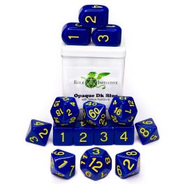 Dice:15-Set Opaque Dark Blue/Yellow
