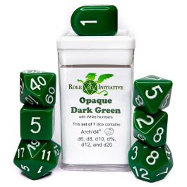 Dice:7-Set Opaque Dark Green/White