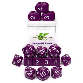 Dice:15-Set Opaque Dark Purple/White