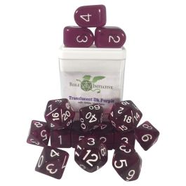 Dice:15-Set Translucent Dark Purple/White