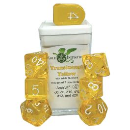 Dice:7-Set Translucent Yellow/White