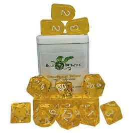 Dice:15-Set Translucent Yellow/White