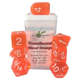 Dice:7-Set Translucent Blood Orange/White