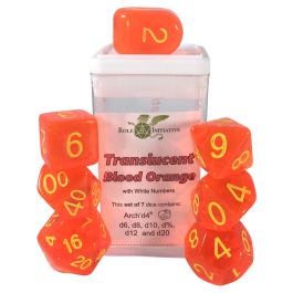 Dice:7-Set Translucent Blood Orange/Yellow