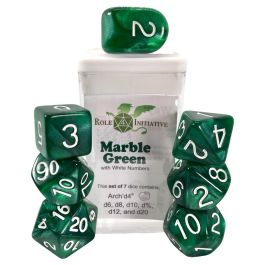 Dice:7-Set Marble Green