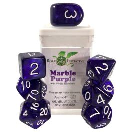 Dice:7-Set Marble Purple/White