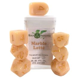 Dice:7-Set Marble Latte/Gold