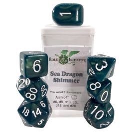 Dice:7-Set Sea Dragon Shimmer/White