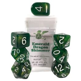 Dice:7-Set Emerald Dragon Shimmer/White