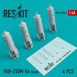 Res/Kit FAB-250_-54 Bomb (4 pcs) (MiG-21/23/27/29, Su-7/17/20/22/24/25/27/30/34, YAK-130)