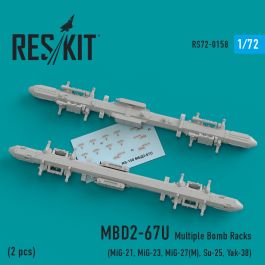 Res/Kit MBD2-67U (2 pcs) Multiple Bomb Racks (MiG-21, MiG-23, MiG-27(_), Su-25, Yak-38)